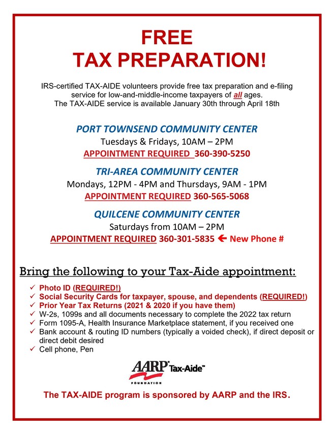 AARP TaxAide Free Tax Preparation Port Townsend Leader